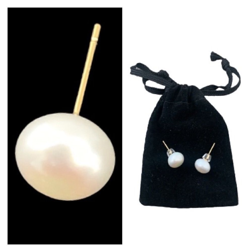 NEW Large Genuine Freshwater Cultured Real Pearl Wedding Gift 10mm Stud Earrings